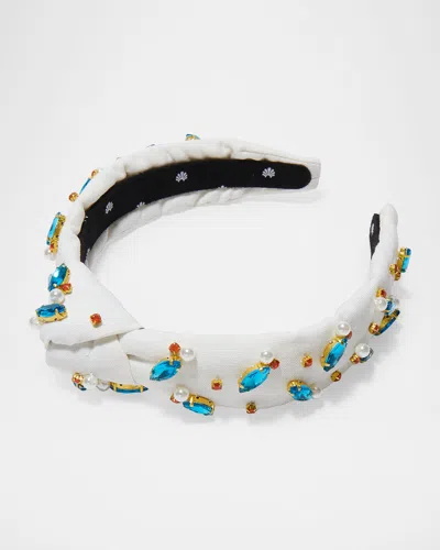 Lele Sadoughi Slim Knotted Crystal-embellished Headband In White