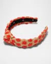 Lele Sadoughi Slim Knotted Dotted Raffia Headband In Natural Melon 999