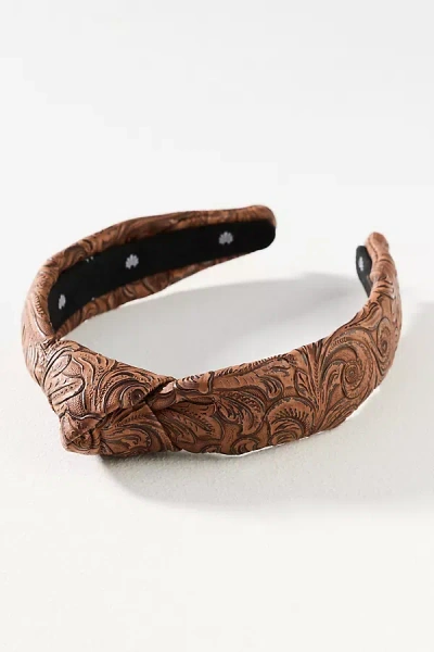 Lele Sadoughi Slim Knotted Headband In Brown