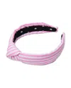 Lele Sadoughi Slim Knotted Seersucker Headband In Pink