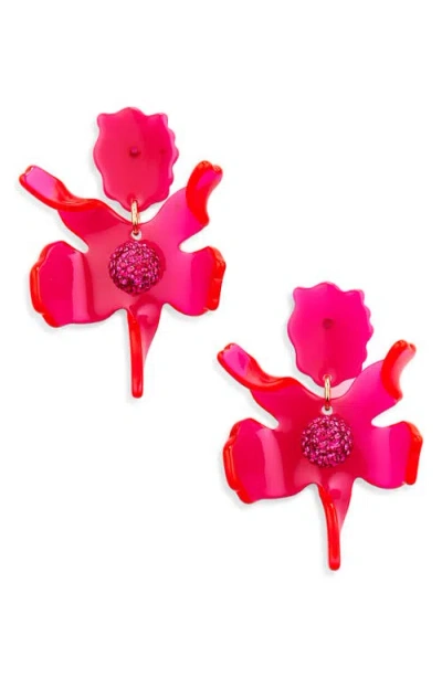 Lele Sadoughi Small Crystal Lily Drop Earrings In Fuchsia