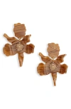 Lele Sadoughi Small Crystal Lily Earrings In Satin Oak