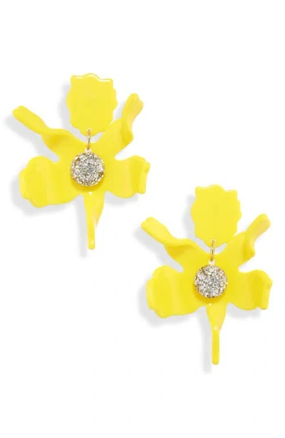Lele Sadoughi Small Crystal Lily Earrings In Yellow