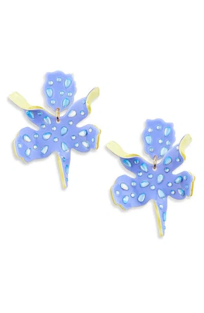Lele Sadoughi Small Paper Lily Drop Earrings In Blue