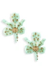 Lele Sadoughi Small Paper Lily Embellished Drop Earrings In Jade