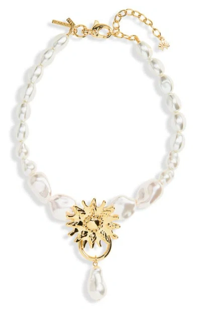 Lele Sadoughi Soleil Freshwater Pearl Pendant Necklace In White