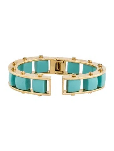 Pre-owned Lele Sadoughi Stone Cuff Bracelet, 7" In Multi