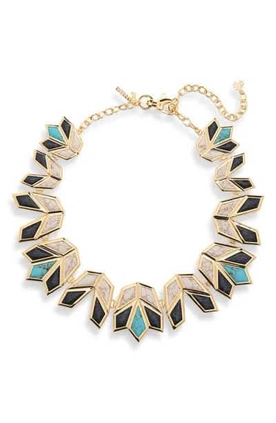 Lele Sadoughi Stone Lotus Necklace In Gold