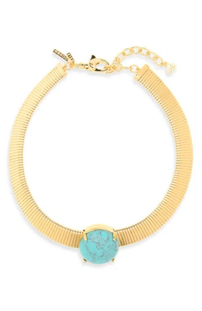 Lele Sadoughi Stone Set Snake Chain Necklace In Gold