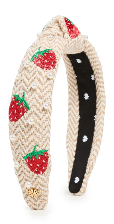 Lele Sadoughi Strawberry Pearl Slim Knotted Headband Strawberry In White