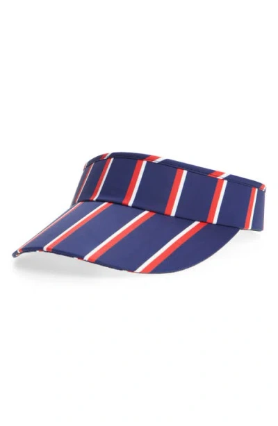 Lele Sadoughi Stripe Bow Tie Visor In Blue