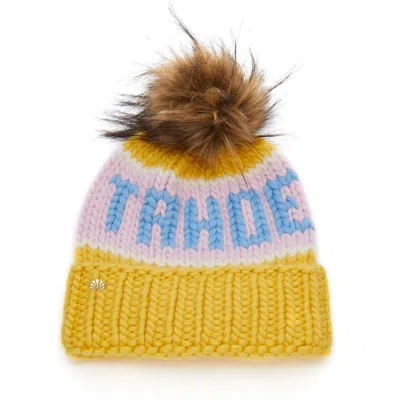 Lele Sadoughi Tahoe Faux Fur Pompom Beanie In Yellow