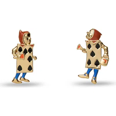 Lele Sadoughi The Nursery Alice Card Soldier Button Earring In Gold