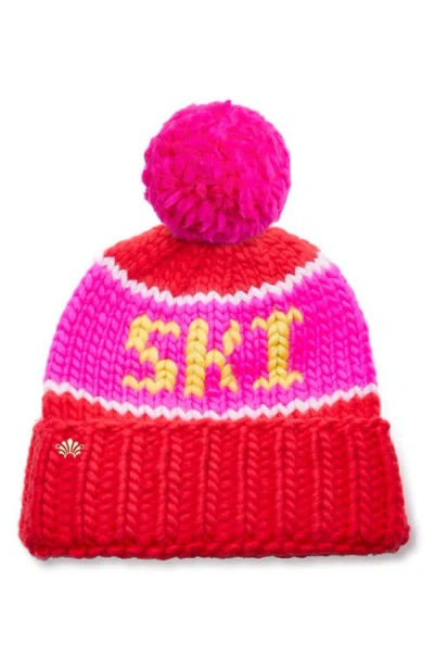 Lele Sadoughi The Ski Faux Fur Pompom Merino Wool Beanie In Multi