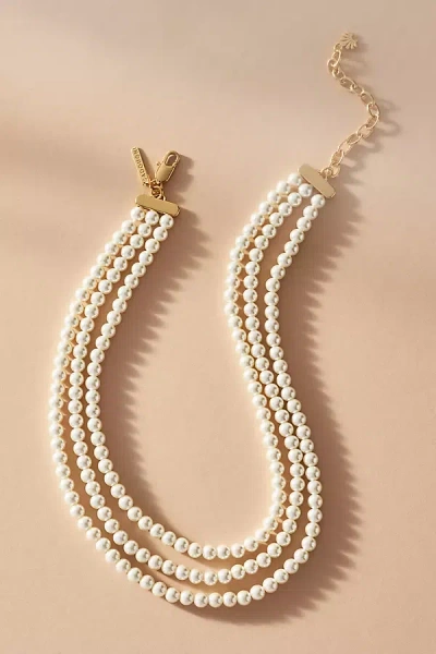 Lele Sadoughi Triple Pearl Necklace In White