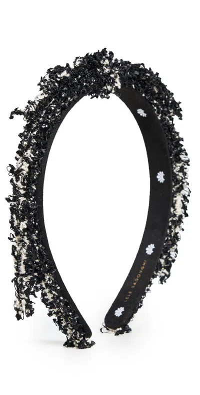Lele Sadoughi Tweed Bardot Ribbon Slim Headband Jet