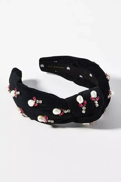 Lele Sadoughi Tweed Pearl Knotted Headband In Black