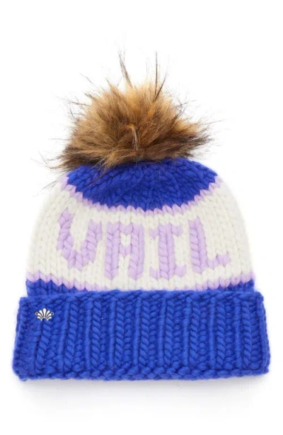 Lele Sadoughi Vail Faux Fur Pompom Merino Wool Beanie In Multi
