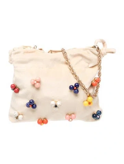 Pre-owned Lele Sadoughi Velvet Crossbody Bag In Neutrals