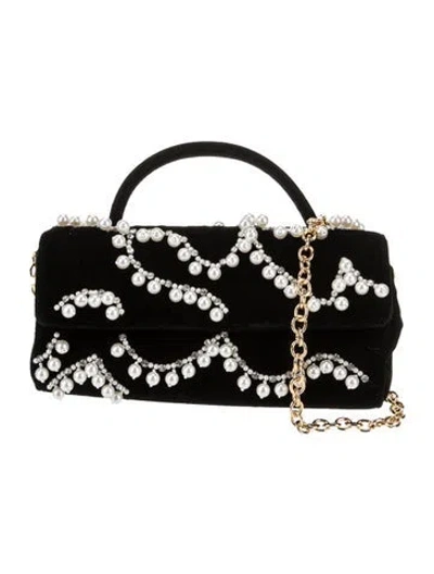 Pre-owned Lele Sadoughi Velvet Top Handle Bag In Black