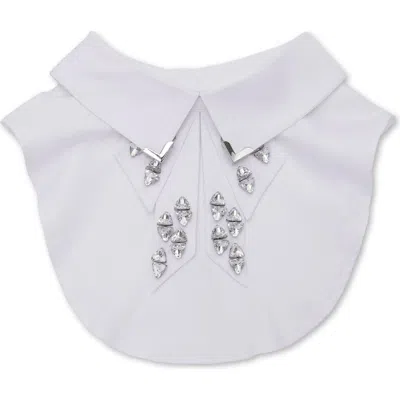 Lele Sadoughi Victoria Triangle Crystal Bow Tie Collar In White