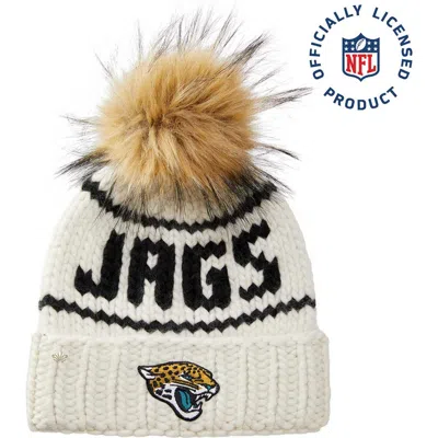 Lele Sadoughi White Jags Nfl Beanie With Faux Fur Pom In Neutral