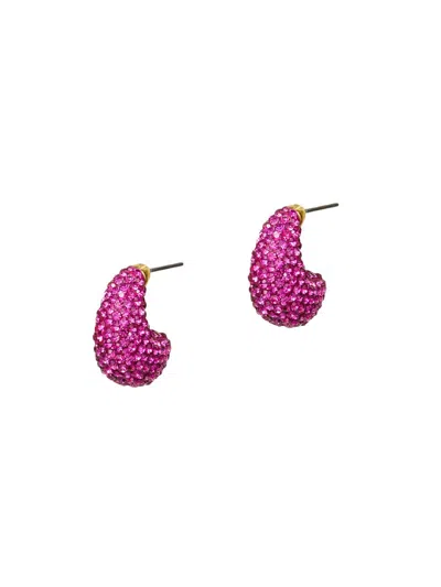 Lele Sadoughi Women's 14k-gold-plated, Clay, & Crystal Mini Domed Hoop Earrings In Pink