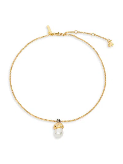 Lele Sadoughi Women's Acorn 14k-gold-plated, Baroque Pearl & Crystal Pendant Necklace