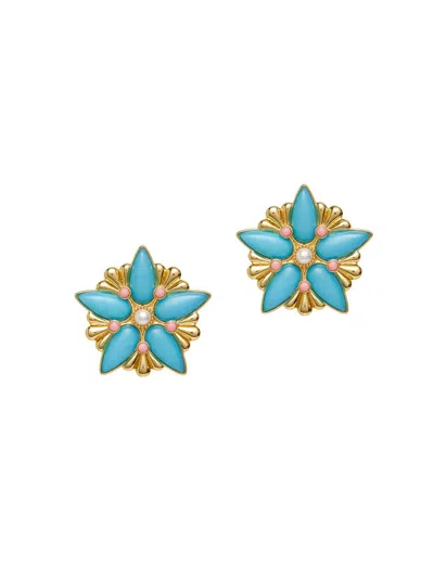 Lele Sadoughi Women's Astra 14k-gold-plated, Turquoise & Imitation Pearl Drop Earrings In Pattern