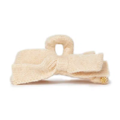 Lele Sadoughi Cable-knit Bow Claw Clip In Neutral