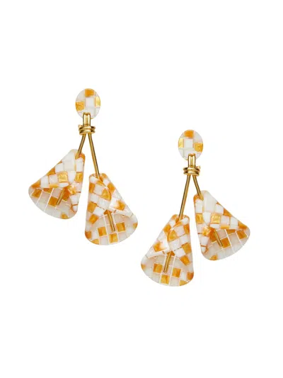 Lele Sadoughi Women's Calla Lily 14k Gold-plated & Acetate Checkered Earrings In Red