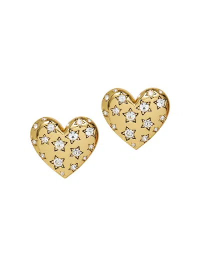 Lele Sadoughi Women's Celestial Heart Button 14k-gold-plated & Crystal Earrings