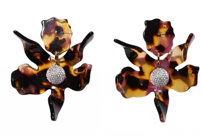 Lele Sadoughi Women's Crystal Lily Pierced Earrings In Rose Tortoise In Brown