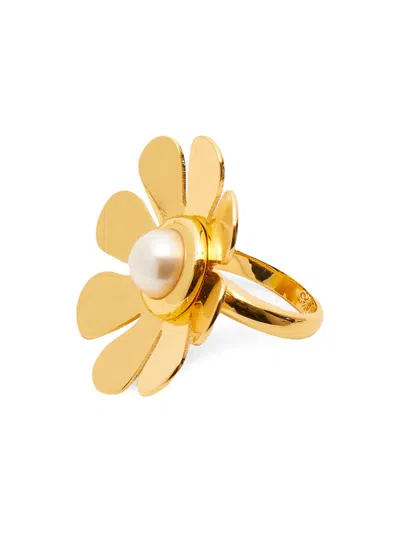 Lele Sadoughi Women's Daisy 14k Gold-plated & Faux Pearl Cocktail Ring In Yellow Gold