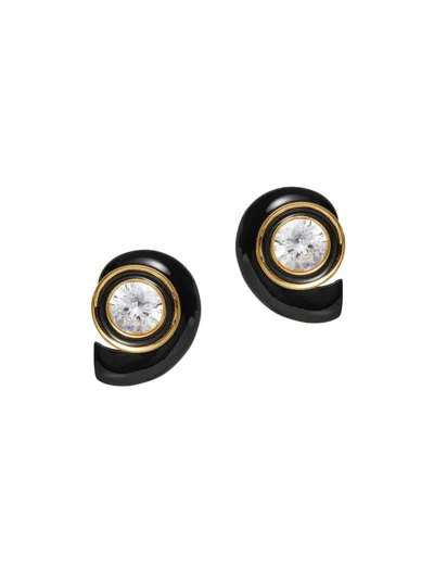 Lele Sadoughi Women's Deco Swirl 14k-gold-plated, Enamel & Crystal Stud Earrings In Pattern