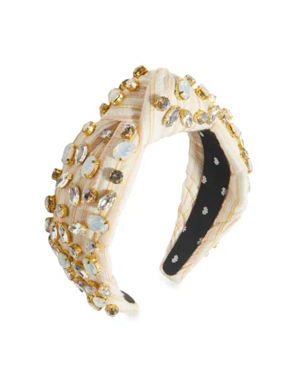 Lele Sadoughi Women's Embellished Striped Cotton Knotted Headband In Purple