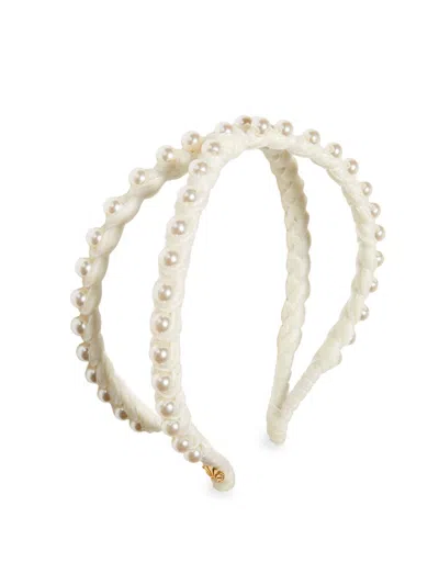 Lele Sadoughi Women's Embellished Velvet Double-row Headband In White