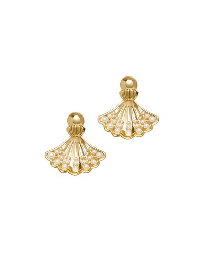 Lele Sadoughi Women's Fan Shell 14k-gold-plated Stud Earrings In Orange
