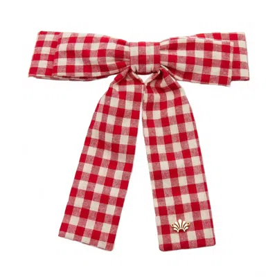 Lele Sadoughi Antoinette Gingham Bow Barrette In Red