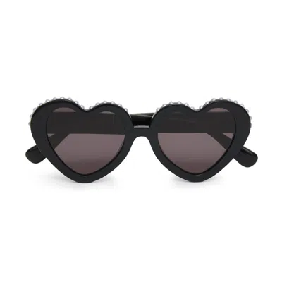 Lele Sadoughi Women's Heart Non Polarized Pearl Sweetheart Sunglasses In Jet In Multi