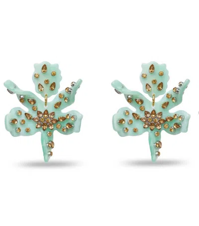 Lele Sadoughi Women's Jade Small Embellished Paper Lily Earrings In Gold In Green