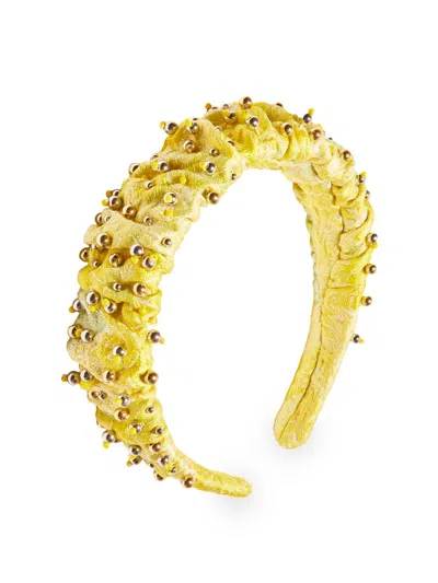 Lele Sadoughi Women's Kelly Embellished Dandelion Jacquard Headband In Yellow