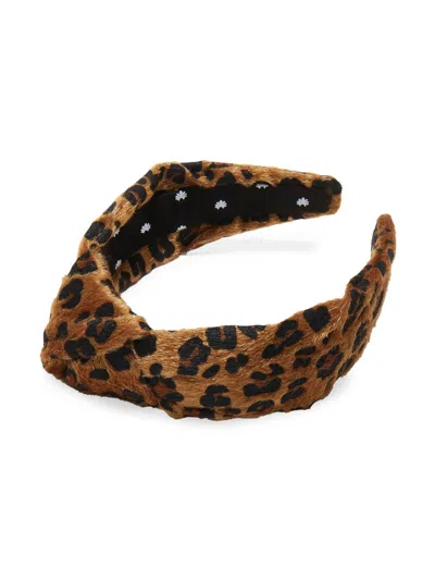 Lele Sadoughi Women's Leopard Faux Fur Knotted Headband In Brown