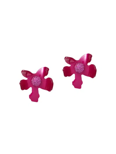 Lele Sadoughi Women's Lily 14k Gold-plated, Acetate & Crystal Button Earrings In Purple