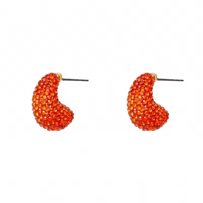 Lele Sadoughi Women's Mini Hoop Earrings In Scarlet Pave Dome In Red