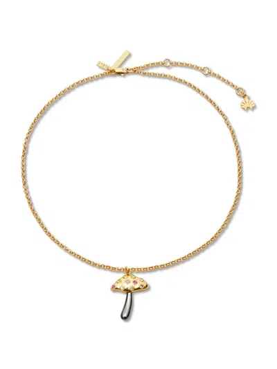 Lele Sadoughi Women's Mushroom Button 14k-gold-plated, Hematite-plated & Crystal Pendant Necklace