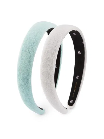 Lele Sadoughi Women's Palm Beach Charlotte 2-piece Terry Cloth Headband Set In Ivory Sea Foam