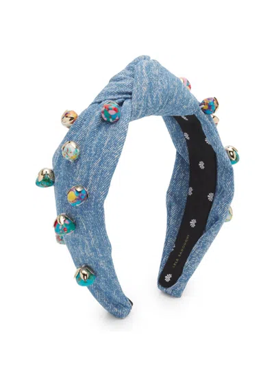 Lele Sadoughi Women's Palm Beach Embellished Knotted Denim Headband In Washed Denim
