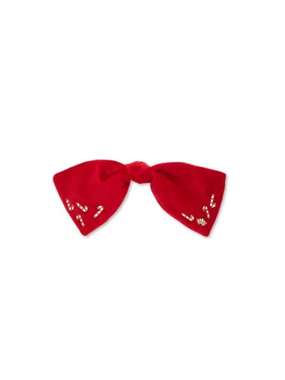 Lele Sadoughi Women's Paloma Candy Cane Bow Barrette In Red