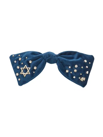Lele Sadoughi Women's Paloma Embellished Velvet Bow Barrette In Metallic